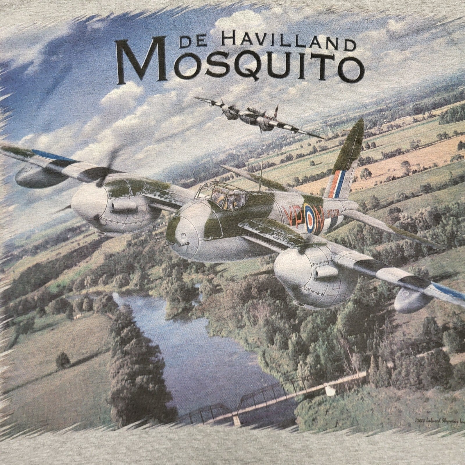 Dehavilland Mosquito Hanes Grey Vintage 90s T-Shirt Uk Men's Medium