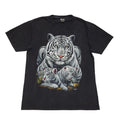 White Tiger Wild Black Vintage 90s  Short Sleeve T-Shirt Uk Men's XL