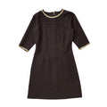 70s Vintage Brown Shift Dress With Gold Trim Women's Size 12