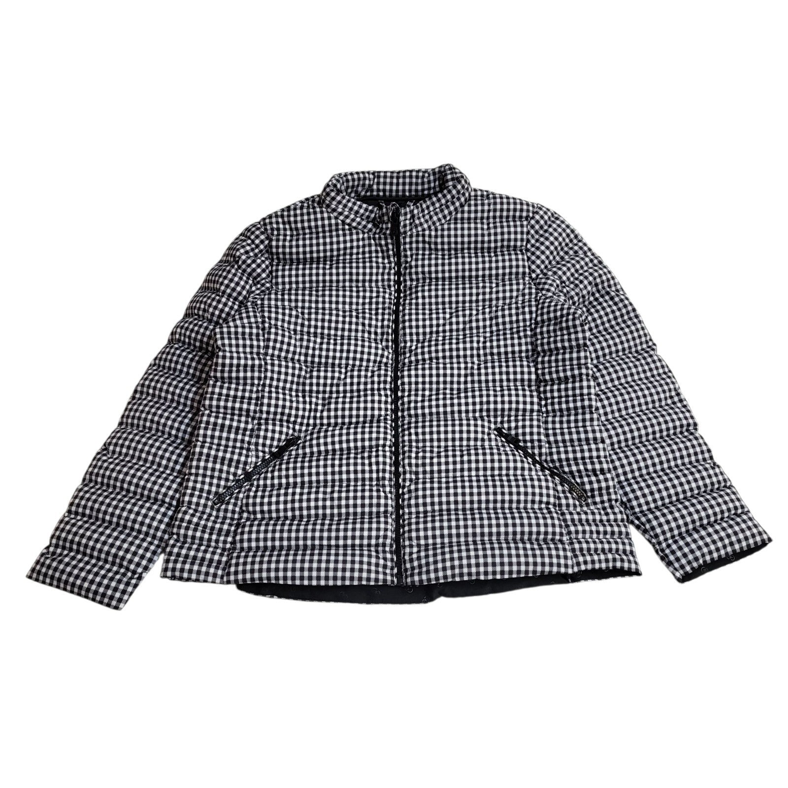 Thermolactyl Jacket Y2k Black & White Check Zipped Uk Women's Size 4XL