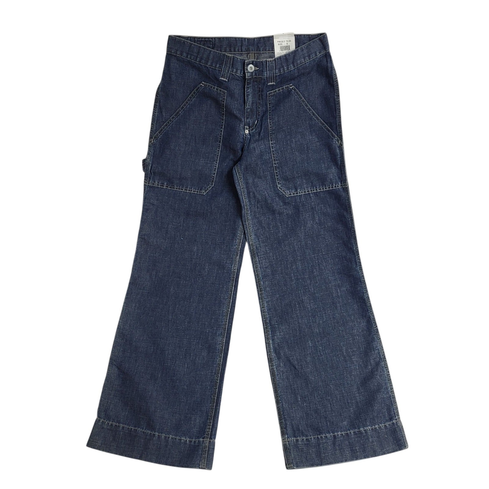 Peak Jeans Bnwt Y2k Dark Blue Wide Leg Denim Uk Women's Size S W26 L30