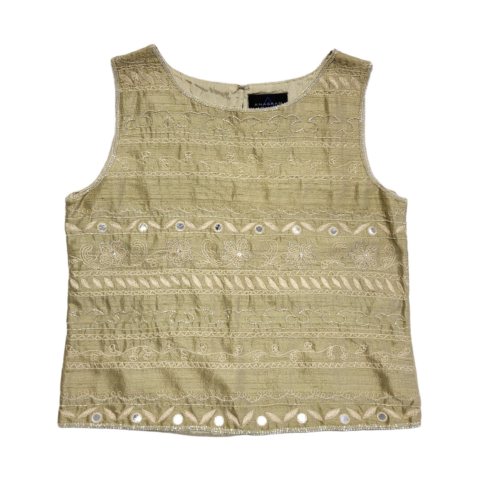 Anagram Vintage 90's Beige Sequin Sleeveless Top Womens UK Size 14