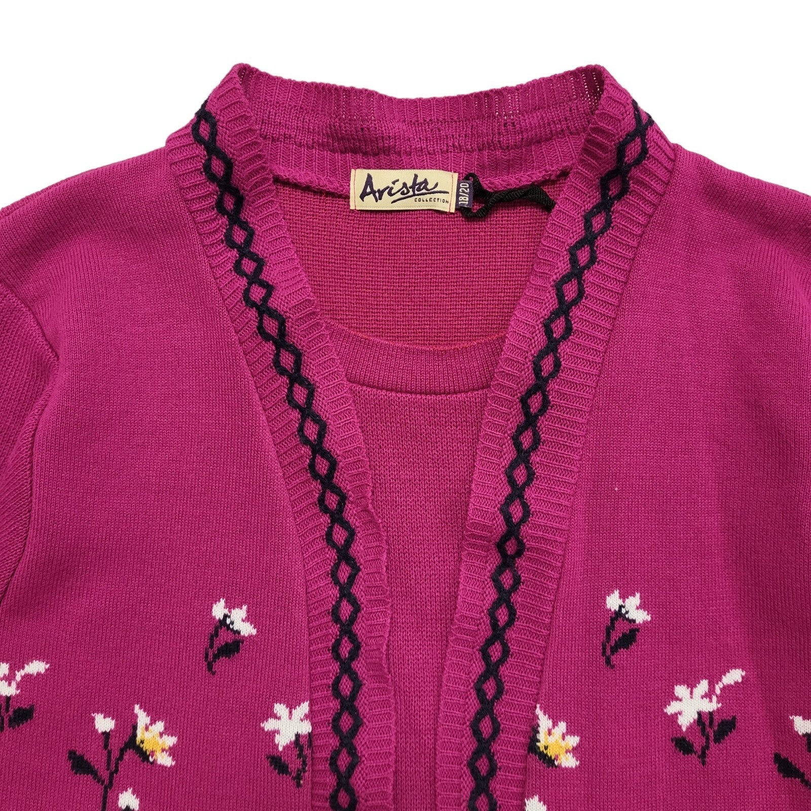 Arista 80s Vintage Pink Floral Open Cardigan Uk Women's Size 18-20