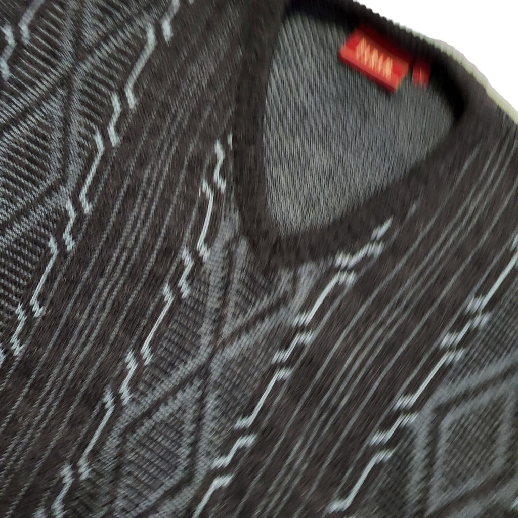 Farah Vintage 80's Grey & Blue V-Neck Long Sleeve Jumper Mens UK L