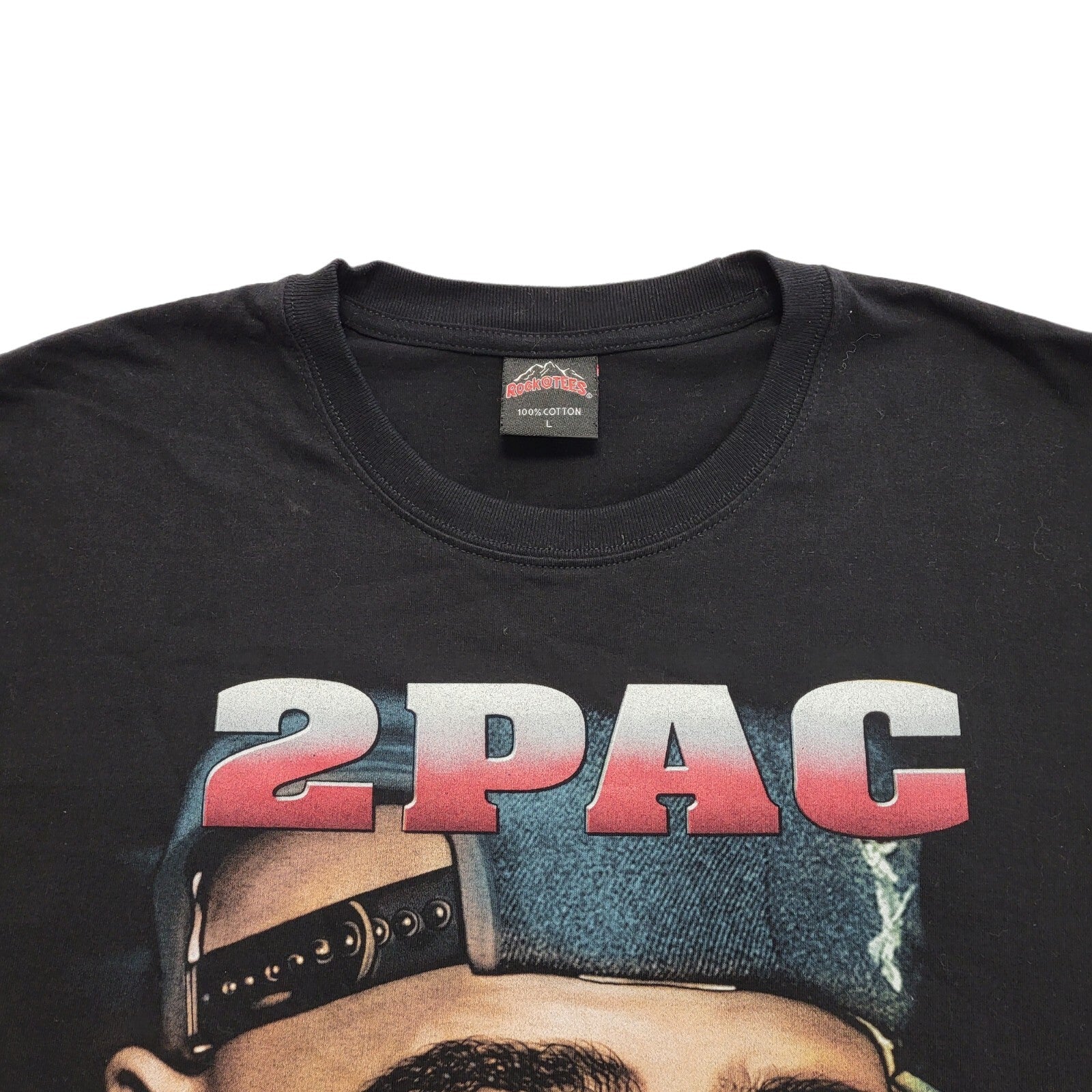 Rock@Tees Vintage 90's 2 Pac T-Shirt Black Short Sleeve UK Men's Size L