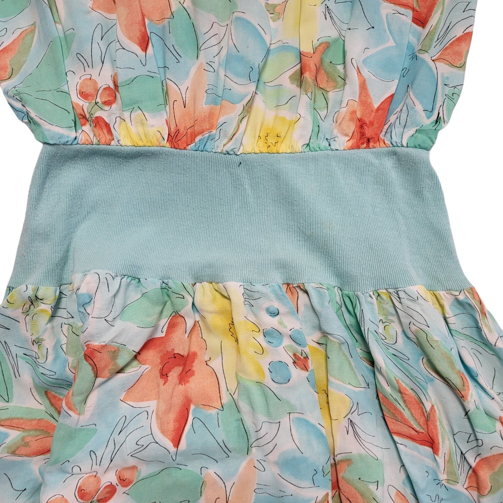 St Michael Vintage 80's Blue Floral Daywear Dress Uk Women's Size 14
