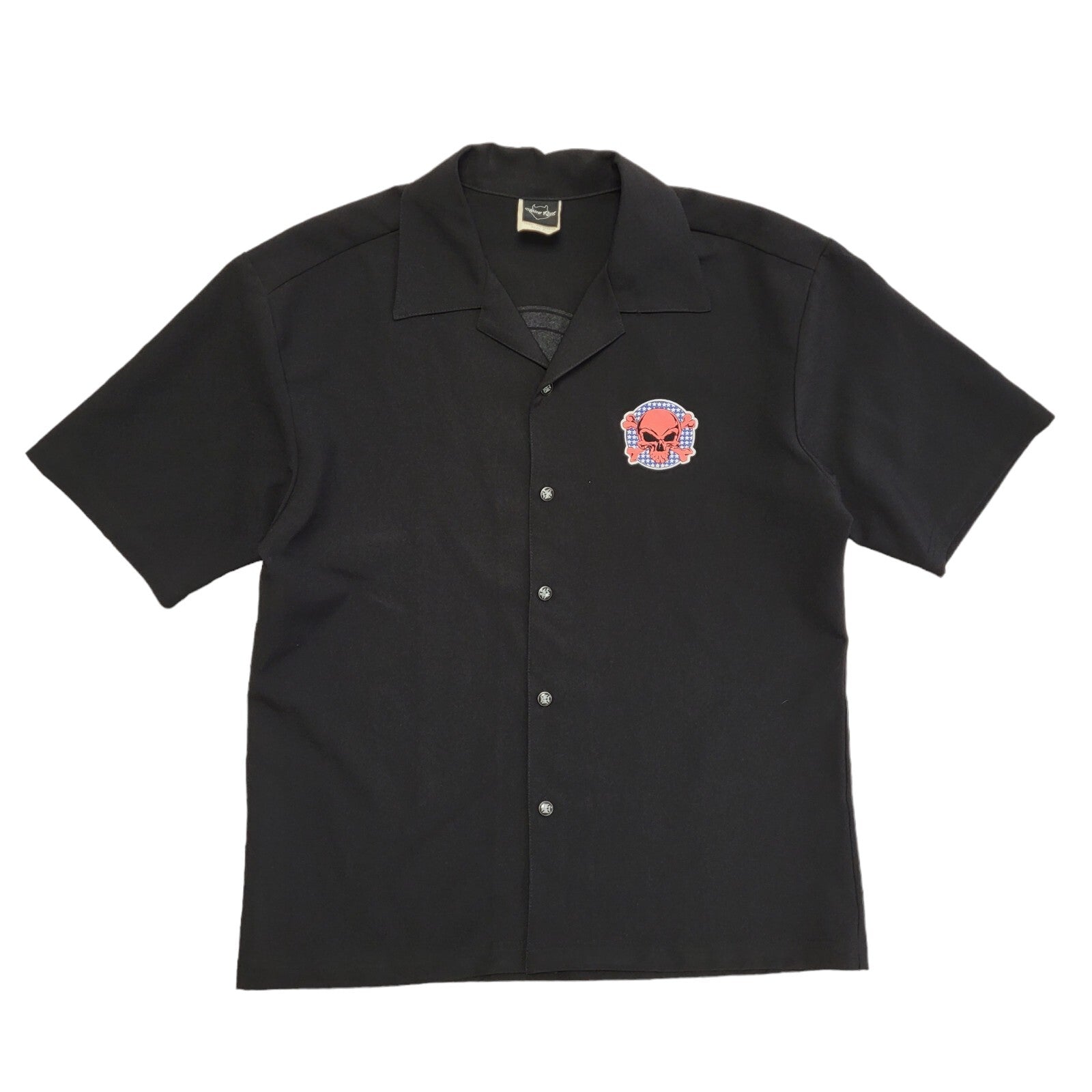 Vintage 90's Black Skull Graphic Short Sleeve Shirt Uk Men's Size L