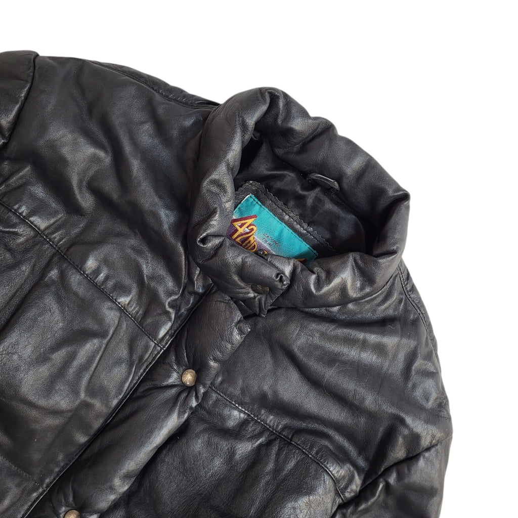 42nd Street Black 90s Leather Velvet Jacket Uk Women's Size 14
