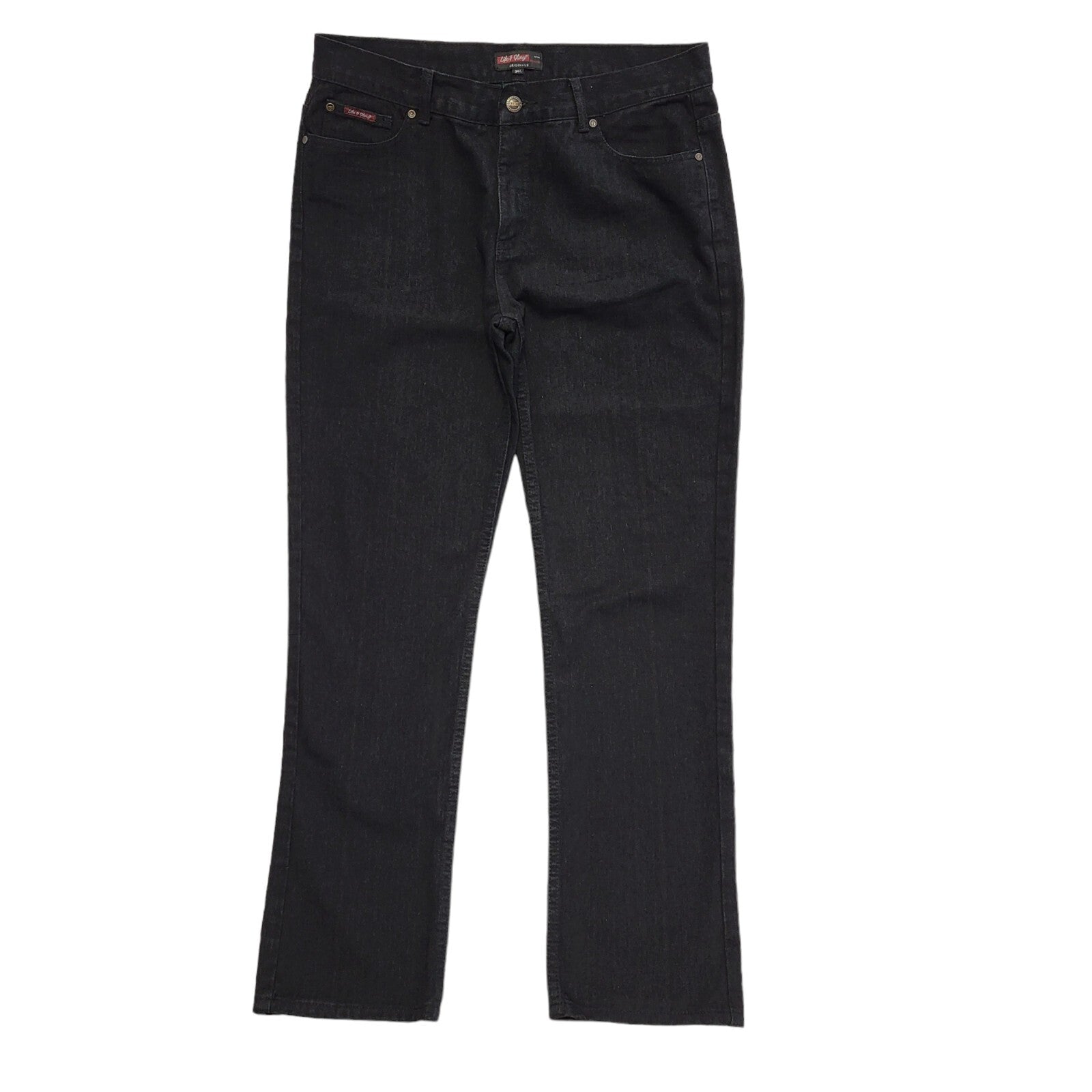 Life Of Glory Black Y2k Straight Denim Jeans Uk Men's Size XL W36 L33