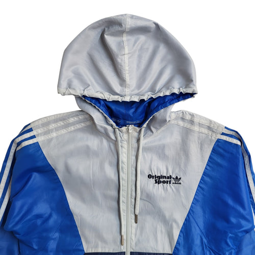 Adidas Grey Blue Vintage Y2k Windbreaker Sports Jacket UK Men's Size Small