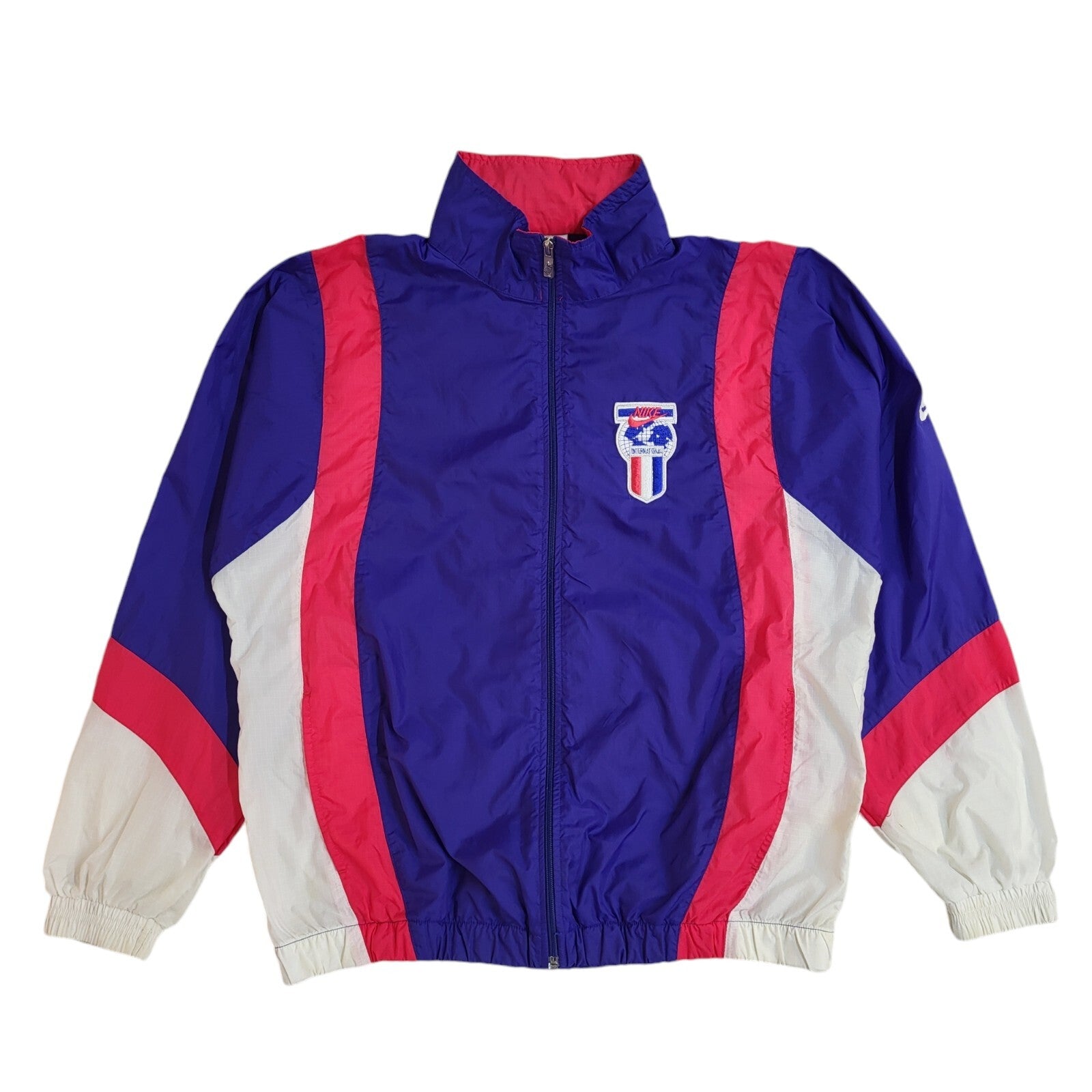 Nike Purple, White & Pink Full Zip Sports 90's Tracksuit Jacket UK Men's M
