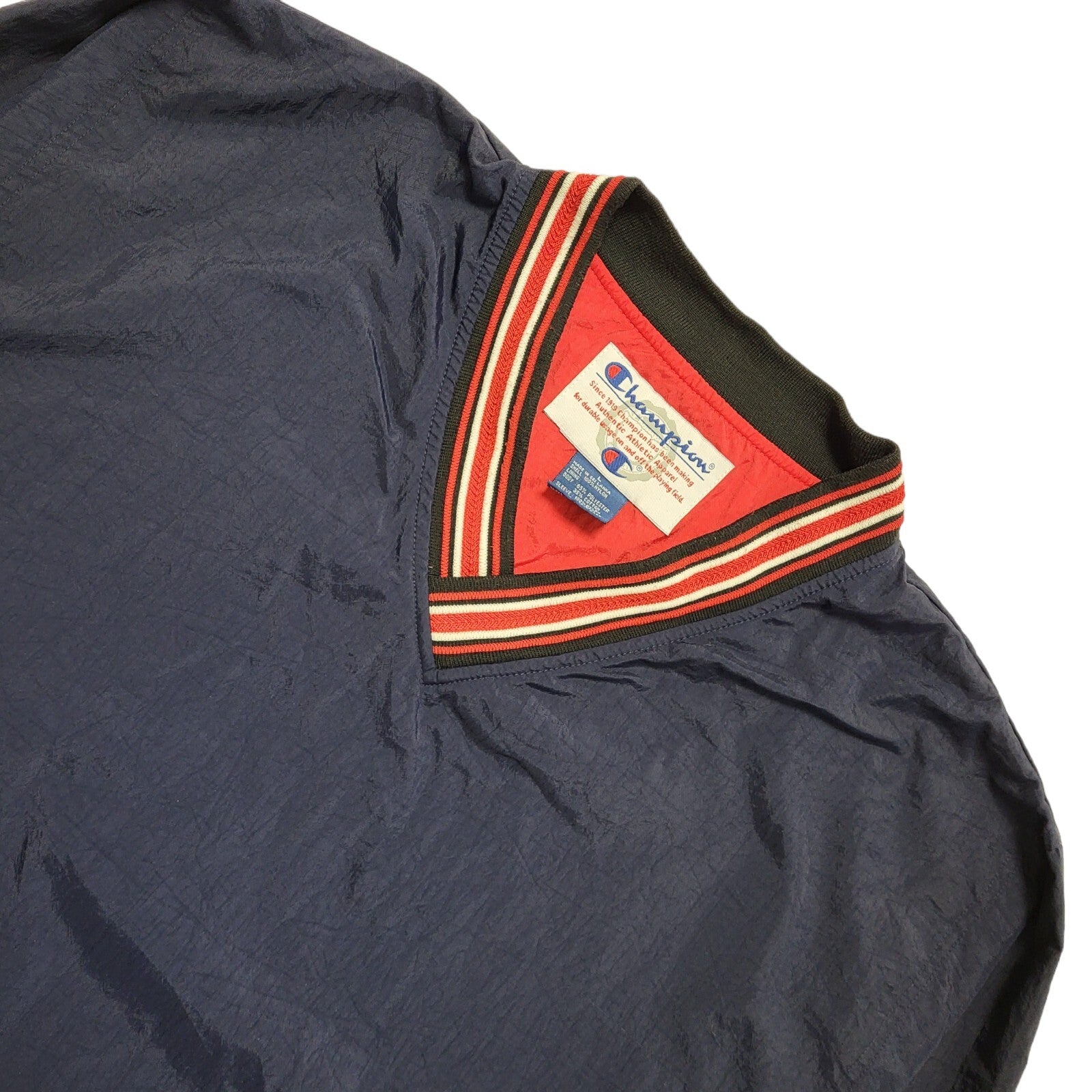 Champion Navy Blue 90s Vintage V-Neck Active Wear Sports Top Uk Men's Size L