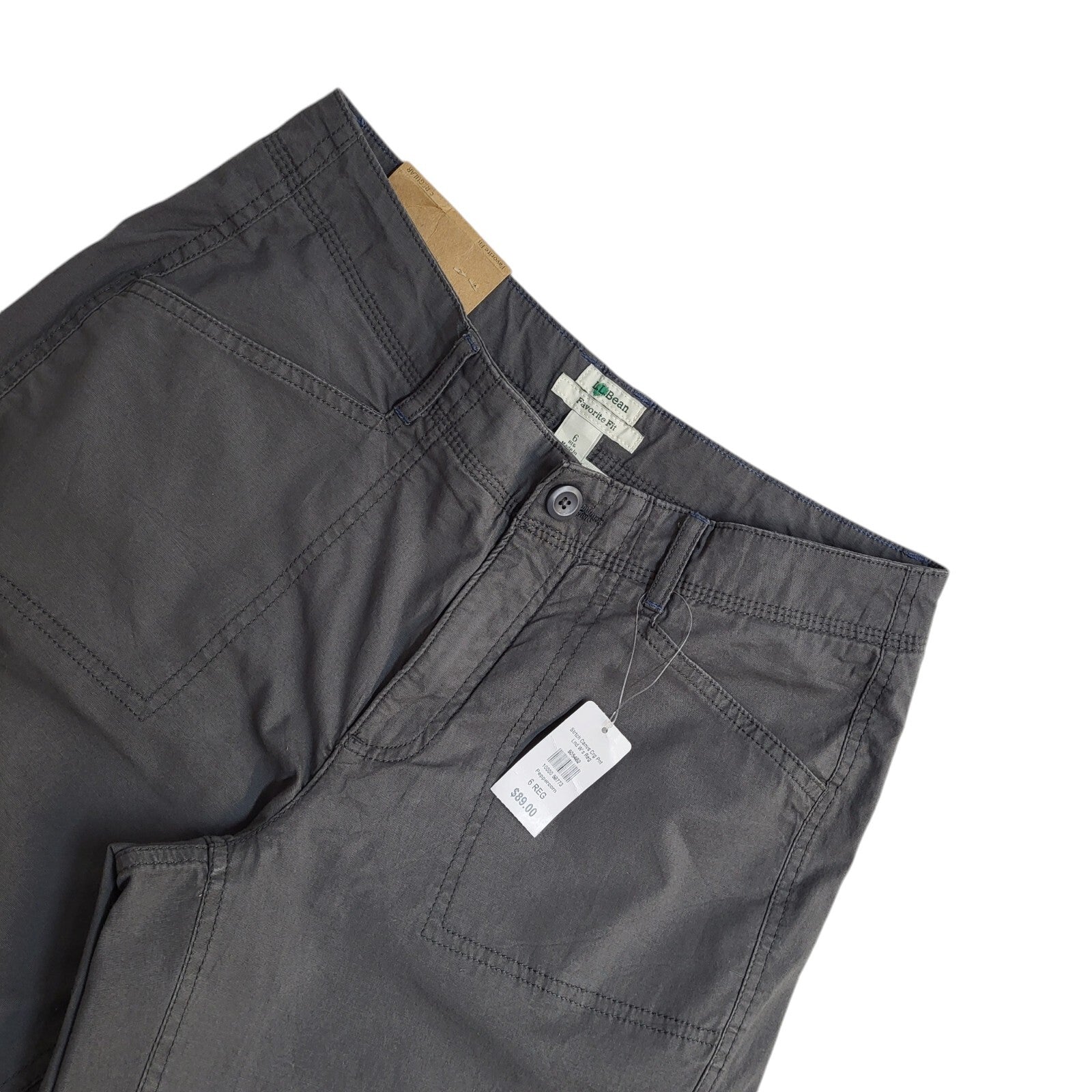 LL Bean 90s Vintage Grey Straight Leg Cargo Trousers Uk Women's 12 W30 L30 Bnwt
