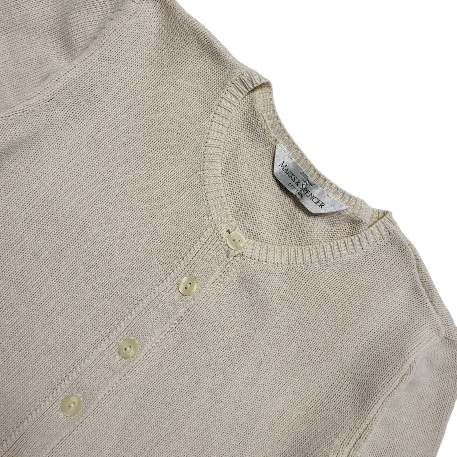 M&S Vintage 90's Cream Button Cardigan Uk Women's Size 10
