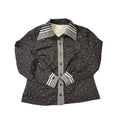 70s Vintage Brown & White Long Sleeve Polka Dot Blouse Women's Size 18
