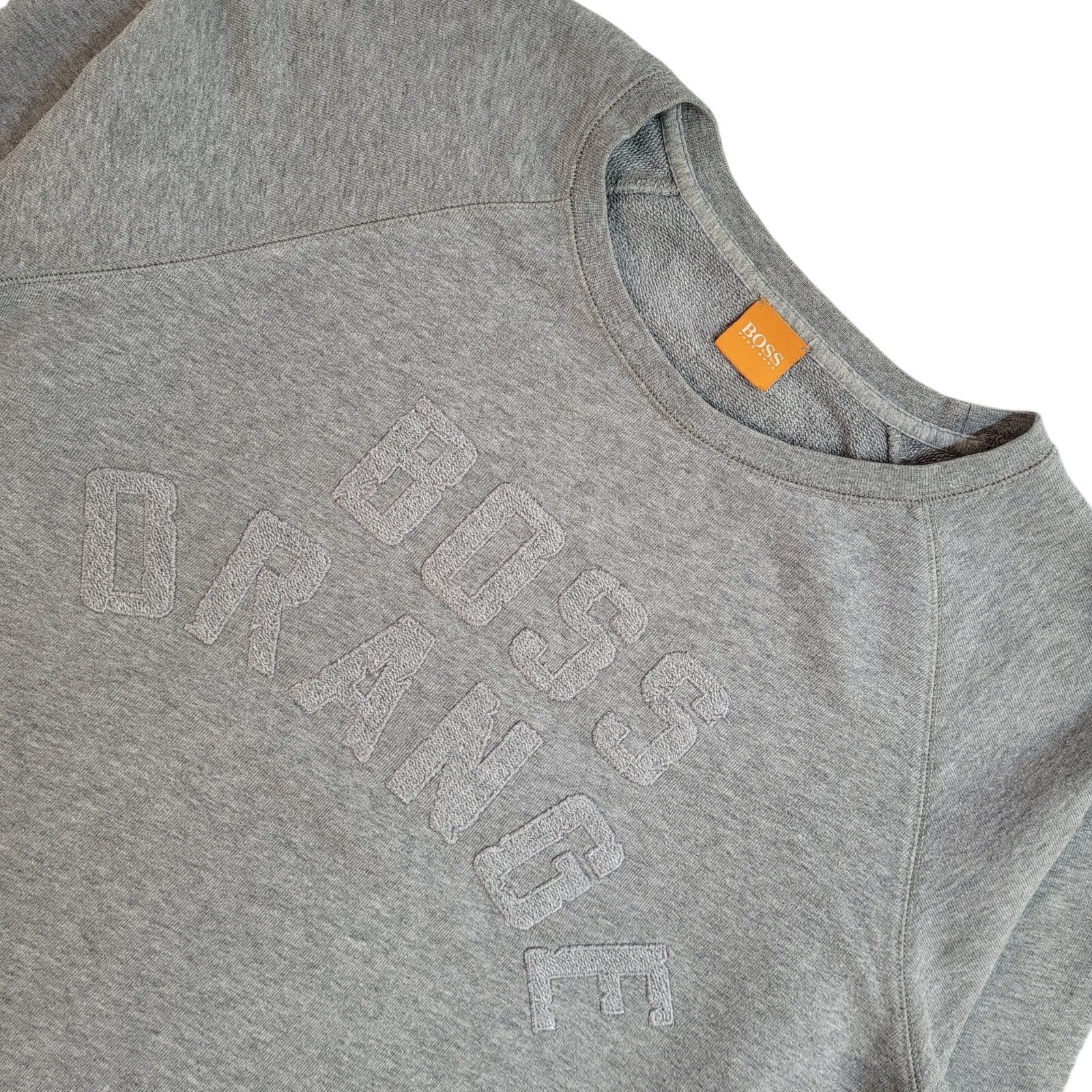 Hugo Boss Orange Sweatshirt Grey Crew Neck 90's Vintage UK Men's Size M