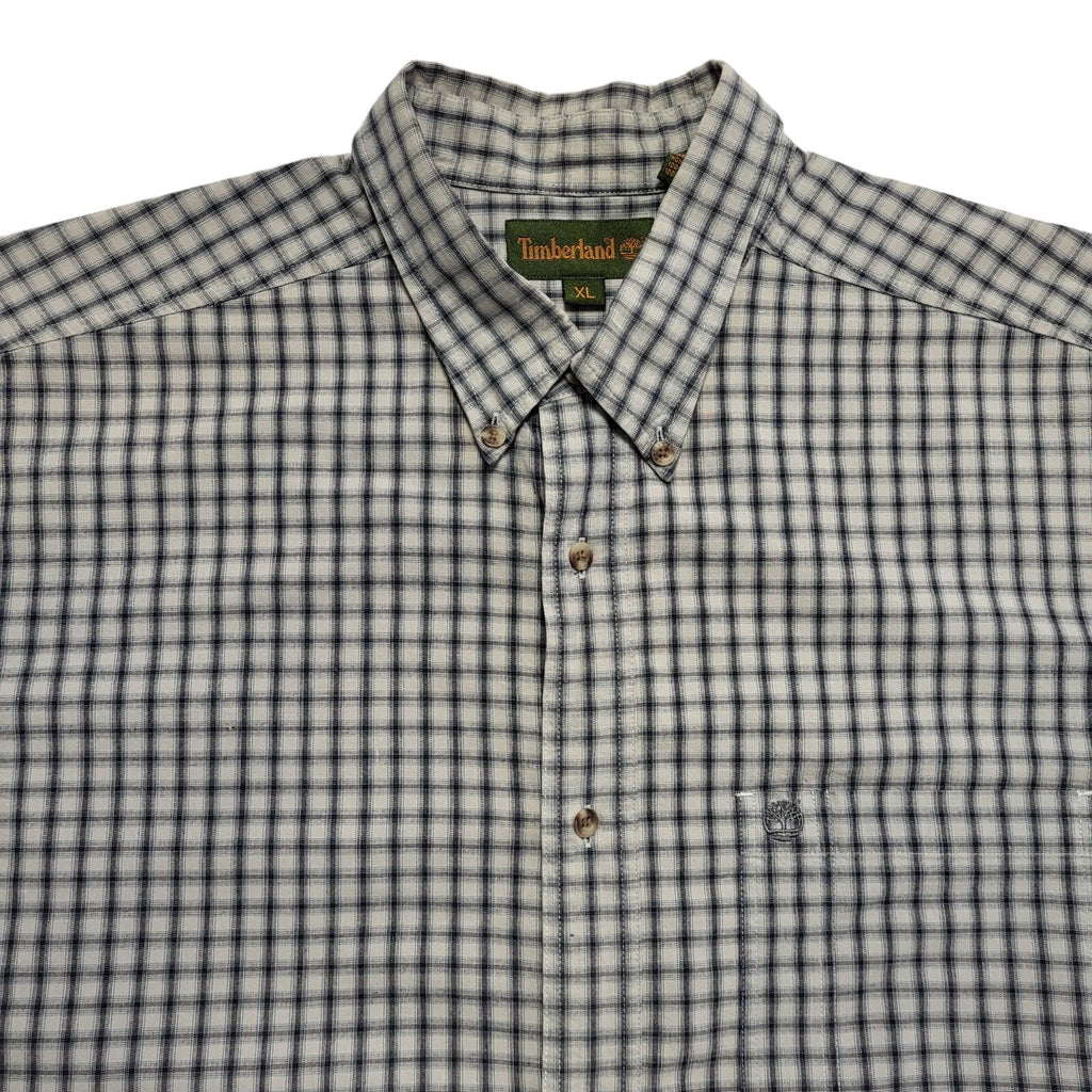 Timberland Vintage 90's Grey & Blue Checked Long Sleeve Shirt Mens UK XL