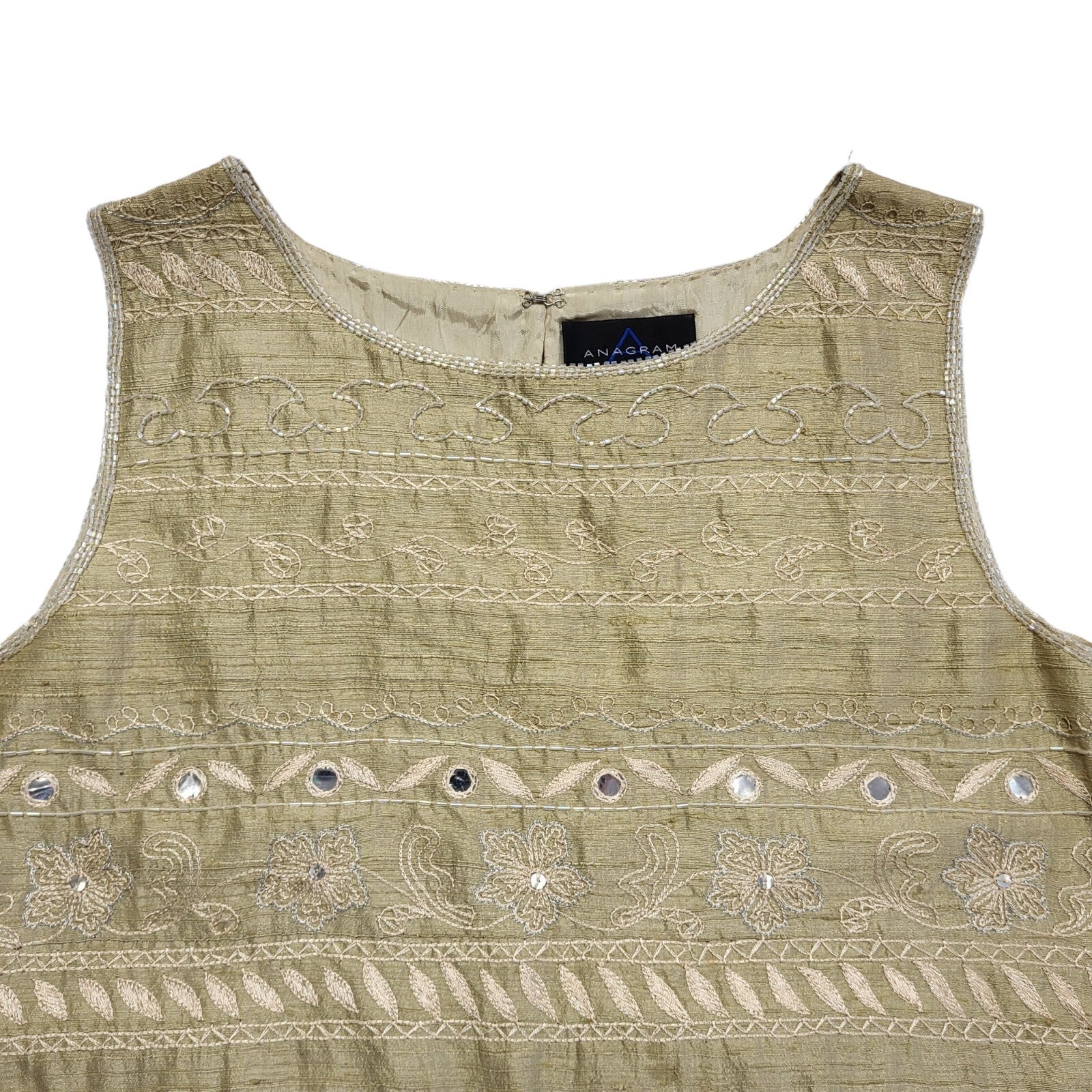 Anagram Vintage 90's Beige Sequin Sleeveless Top Womens UK Size 14