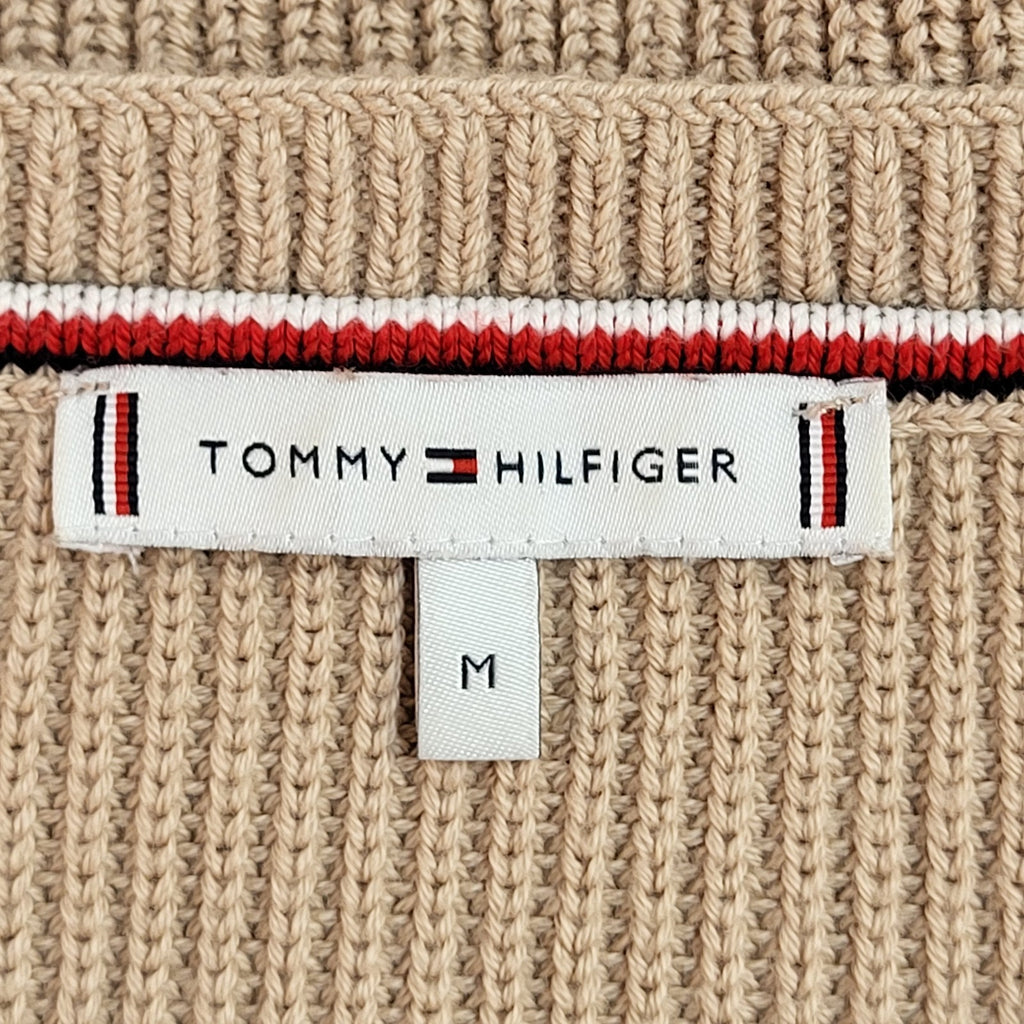 Tommy Hilfiger Jumper Over-sized Y2k Beige Round Neck UK Women's Size M