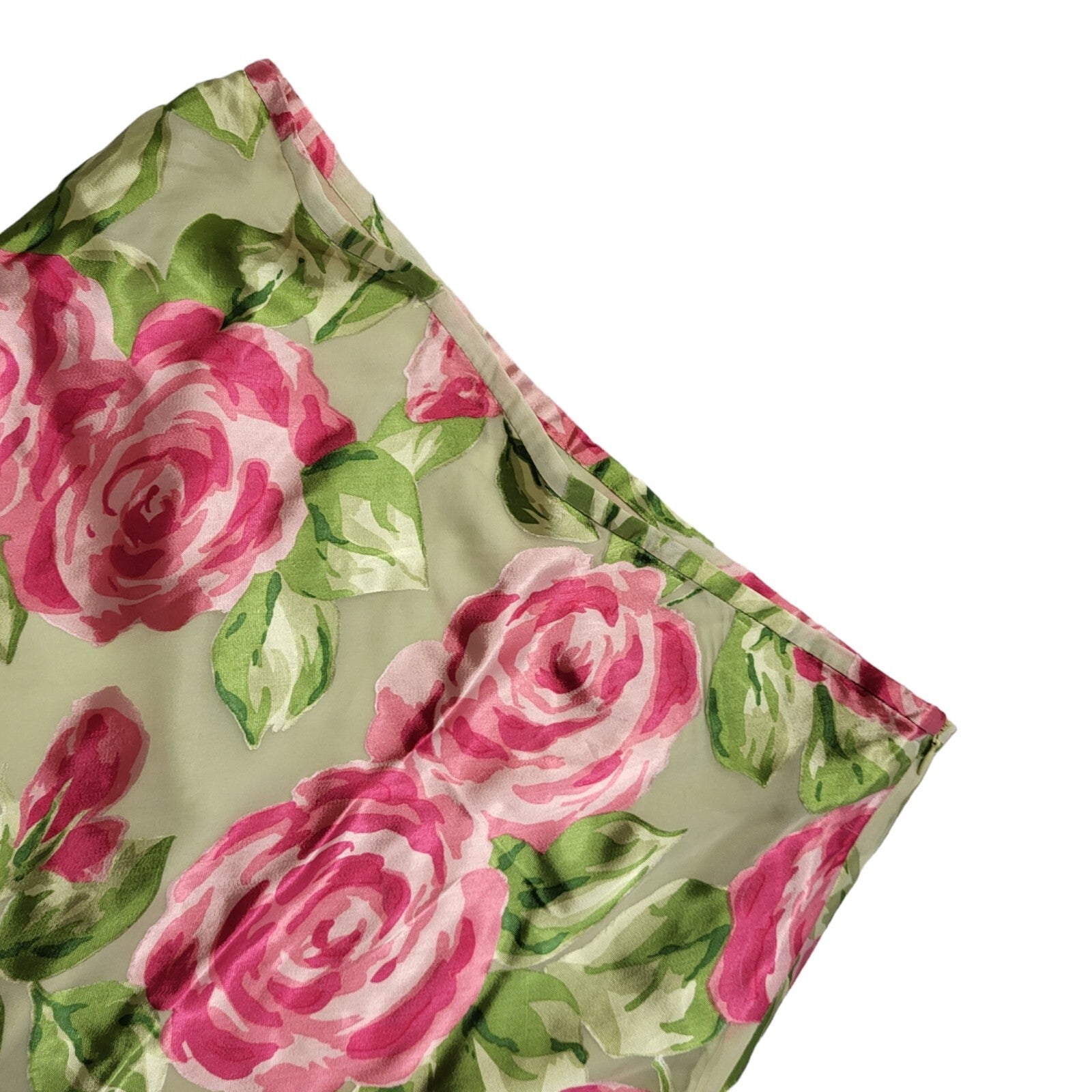Kaliko Vintage Y2K Pink & Green Floral Midi Trumpet Skirt  Womens UK Size 16