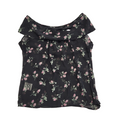 Laura Ashley Y2K sheer floral top with a cowl neck Women's Uk 14