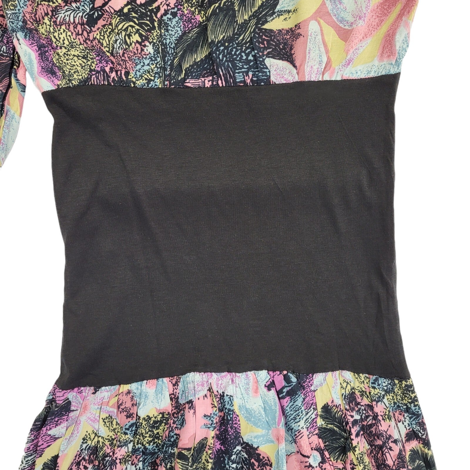 80s Vintage Floral Drop Waist Dress Women's Size 8