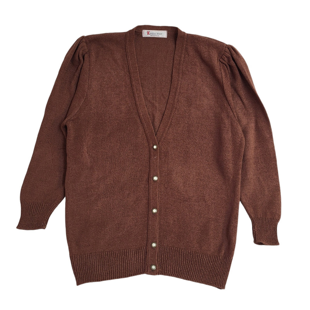 Keena Burgundy Vintage 90's Button Front Cardigan UK Women's Size 16