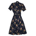 Bhs 80s Vintage Blue Floral Belted & Collared Dress Women's 10