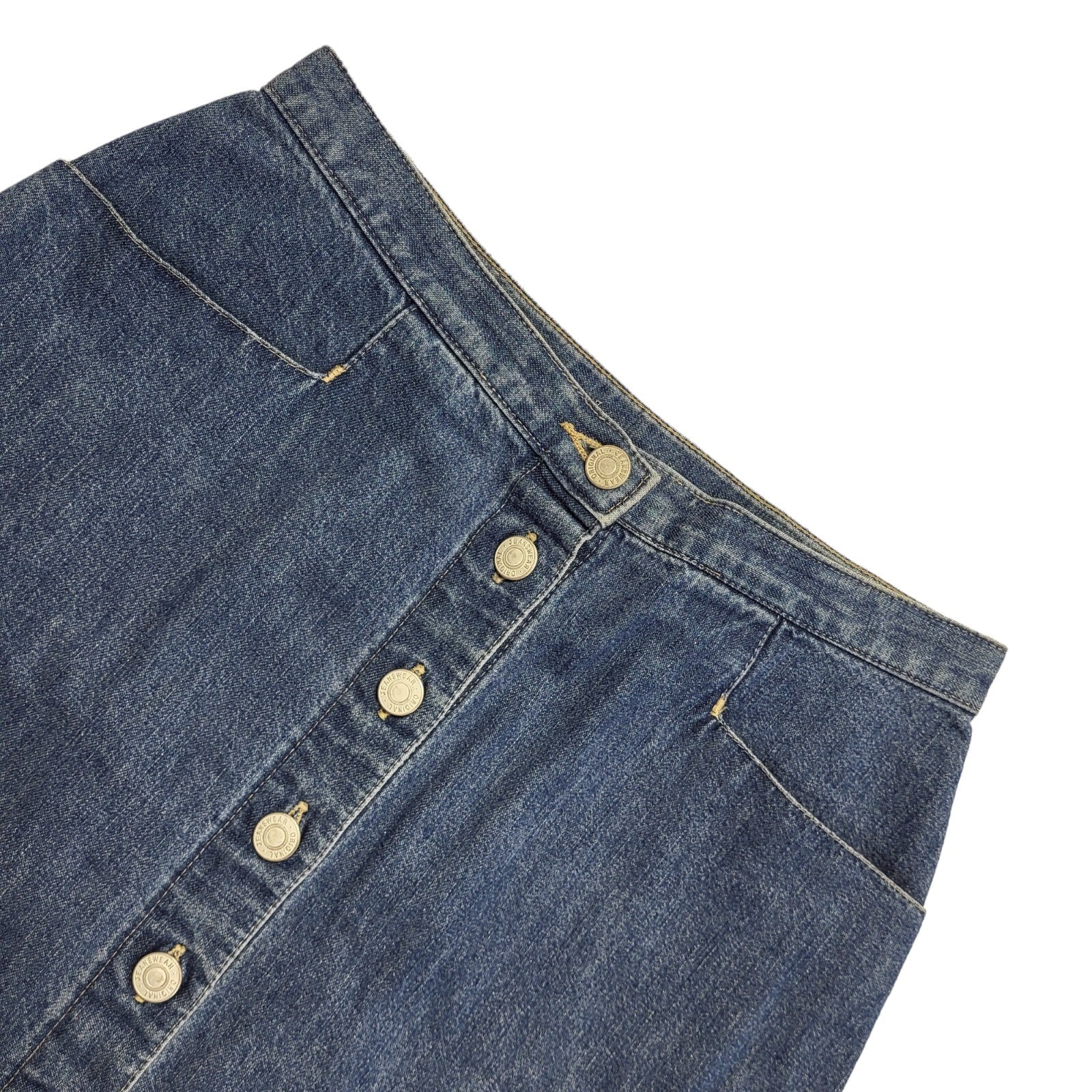 Marks & Spencer Blue Vintage 90's Denim Skirt Uk Women's Size 12 W30