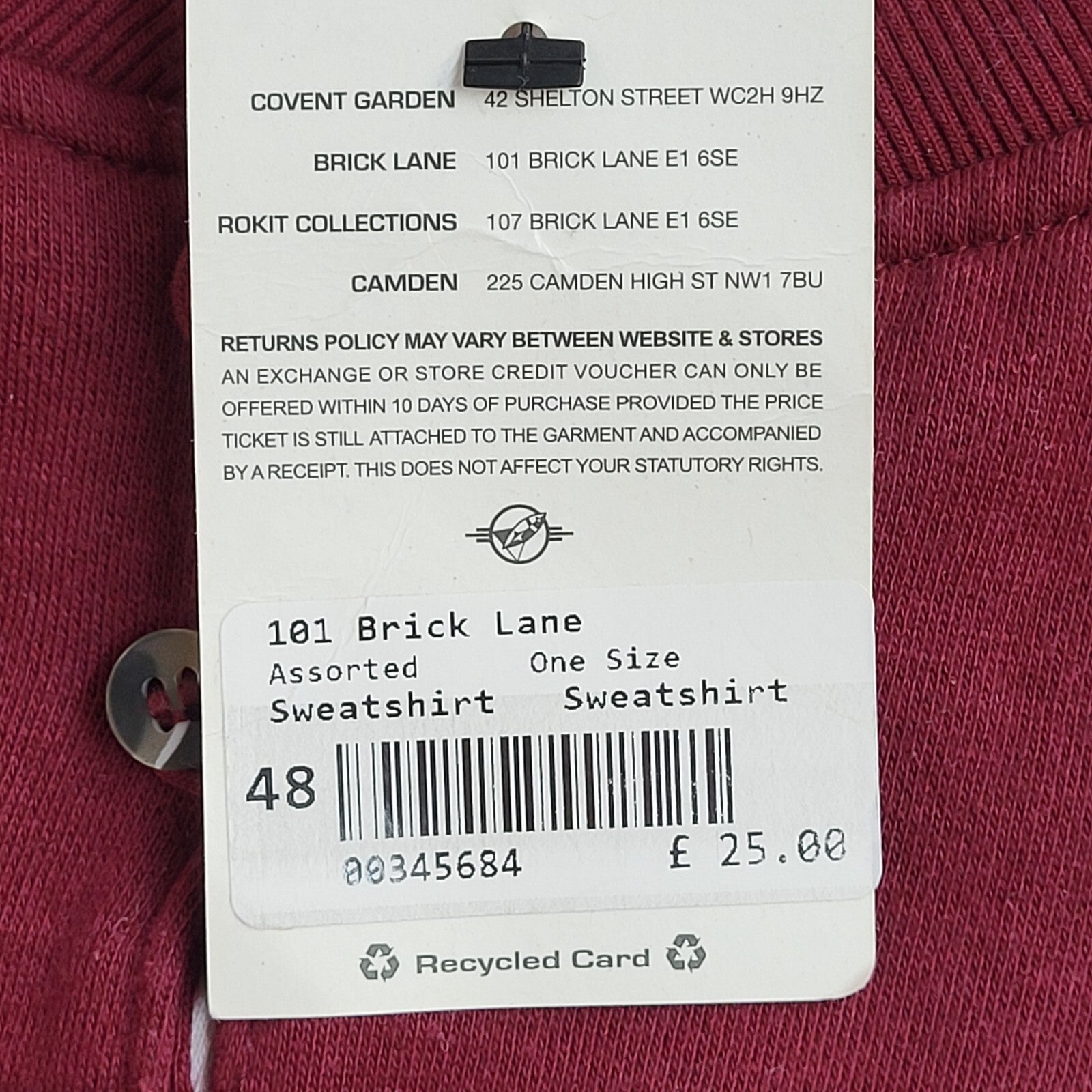 Canada Kettle Valley Steam Railway Burgundy 90s Sweatshirt BNWT UK Men's M