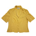 St Michael Vintage 80's Yellow Button Up Short Sleeve Blouse Uk Women's 14