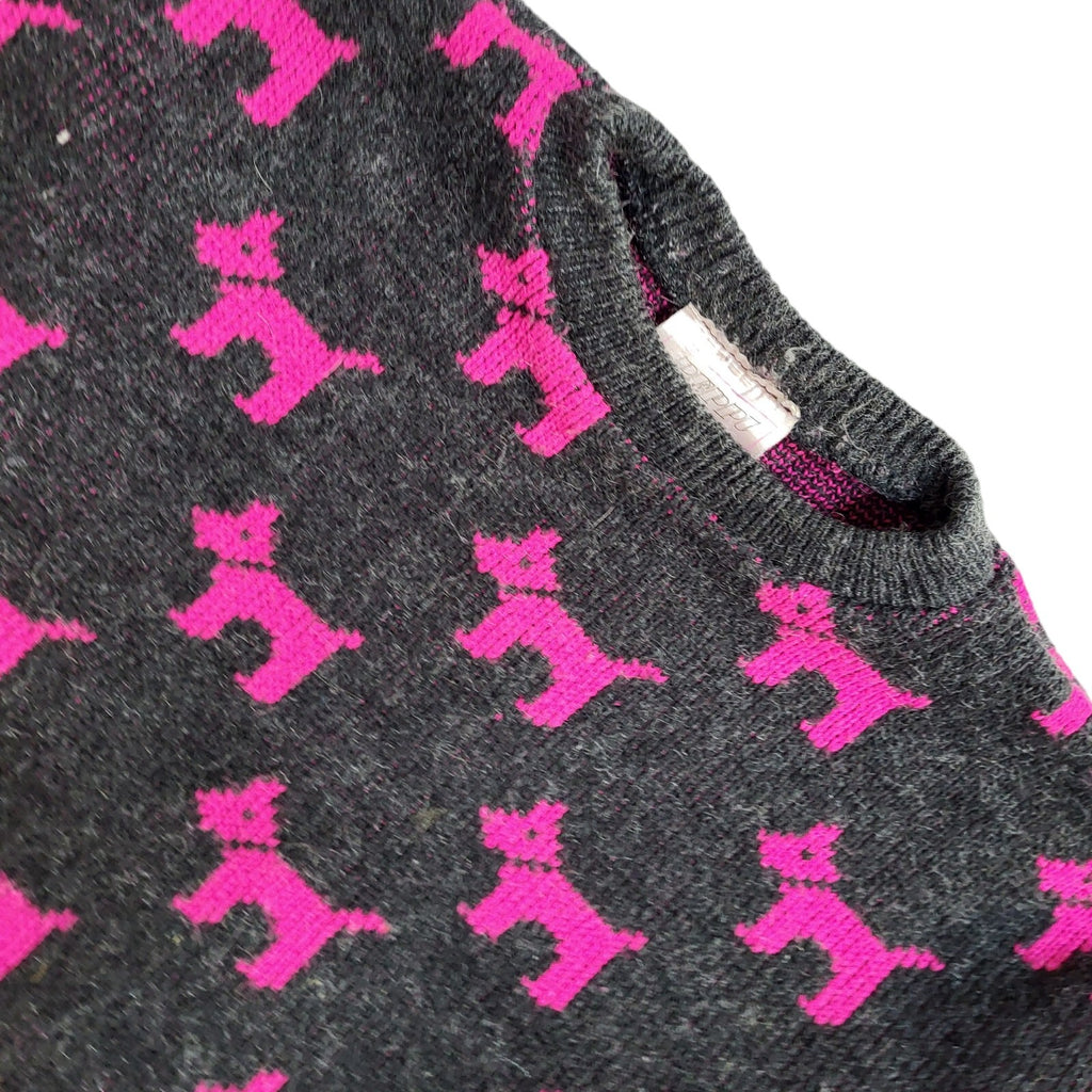 Peppi Vintage 90's Grey & Purple Dogs Round Neck Jumper UK Women's Size 14