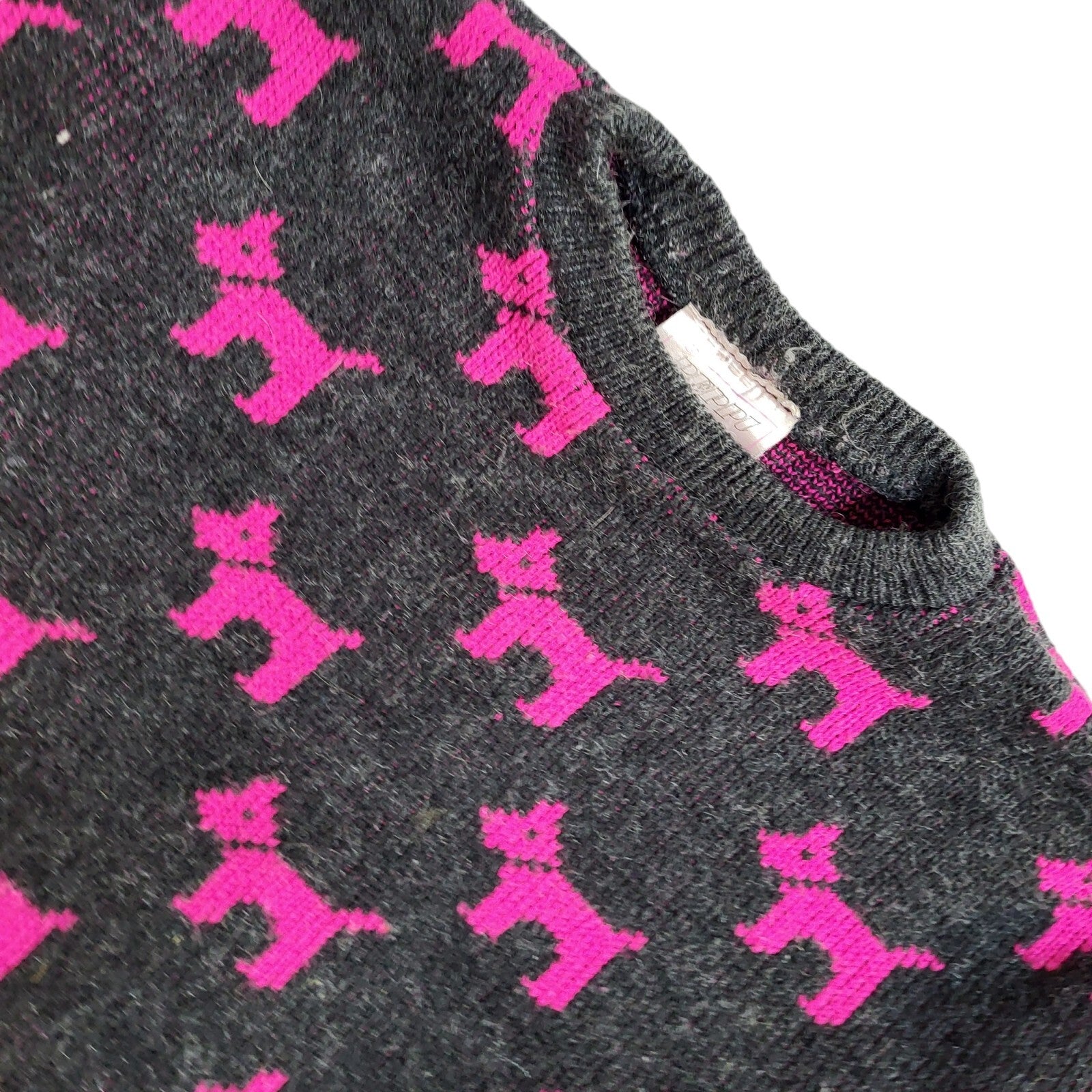 Peppi Vintage 90's Grey & Purple Dogs Round Neck Jumper UK Women's Size 14