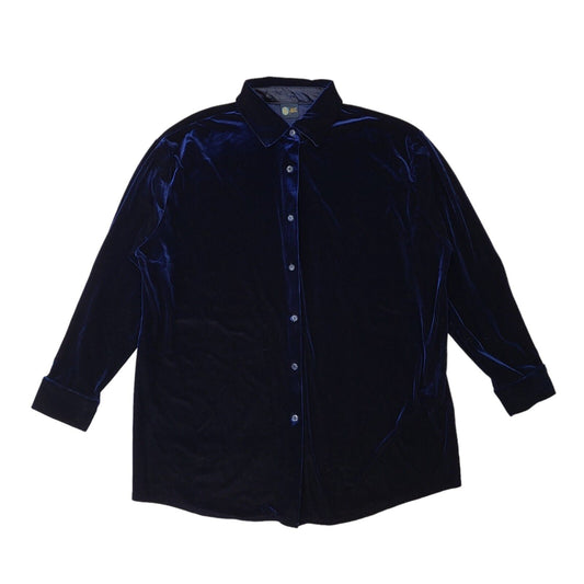 Sixth Sense Vintage 80's Blue Button Front Velvet Shirt  Uk Women's Size 18