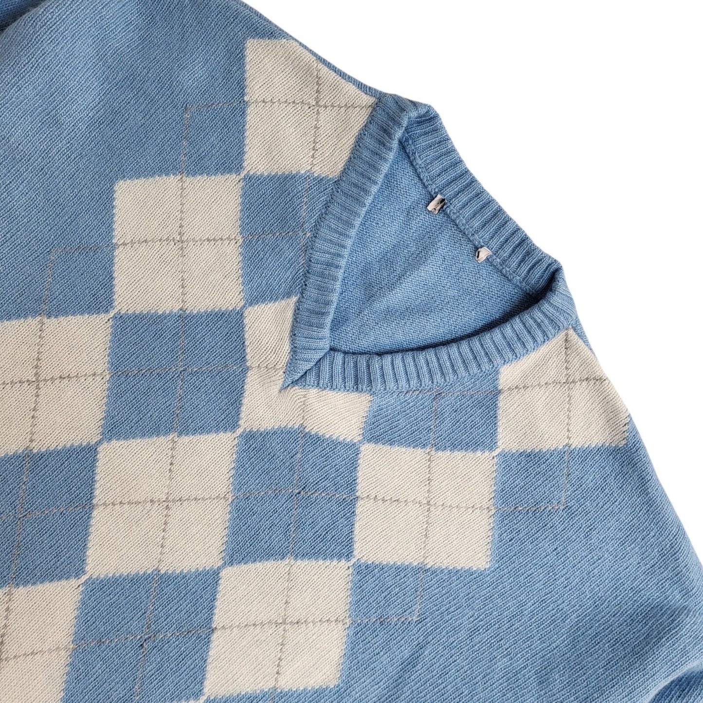 Osit Vintage 90's Blue & White V-Neck Jumper UK Women's Size Small