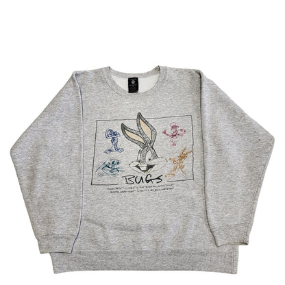 Warner Bros Bugs Bunny Print 90s Vintage Grey Sweatshirt Women's Size M