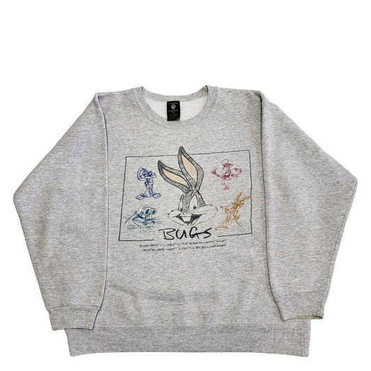 Warner Bros Bugs Bunny Print 90s Vintage Grey Sweatshirt Women's Size M