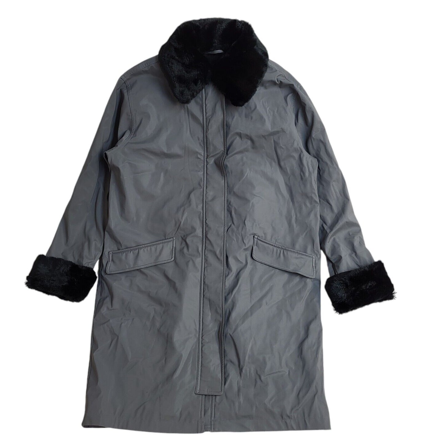 Dennis Basso Grey & Black 90s Vintage Rain Coat Uk Women's Size Small