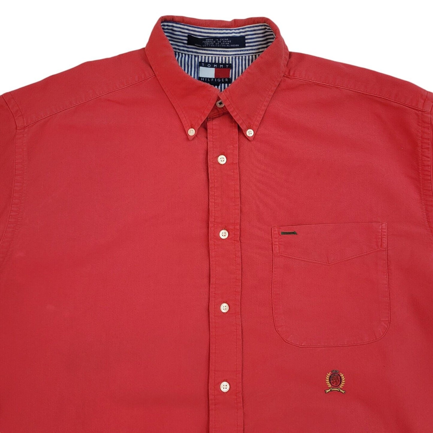 Tommy Hilfiger Y2k Red Long Sleeve Shirt Uk Men's Size Medium
