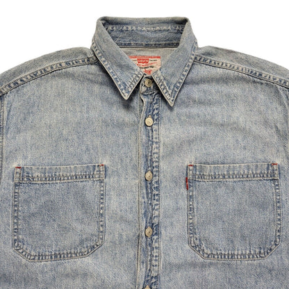 Levi's Vintage 90s Light Blue Long Sleeve Denim Shirt Uk Men's Size L