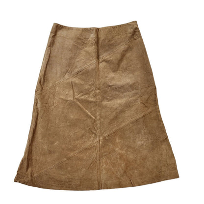 Beth Terrell Y2K Vintage Beige Suede Skirt BNWT Womens Size 10-12 W28-30