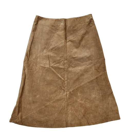 Beth Terrell Y2K Vintage Beige Suede Skirt BNWT Womens Size 10-12 W28-30