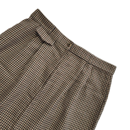 St Michael Vintage 80's Brown Checked Hi Waist Midi Skirt Womens UK Size 16 W32