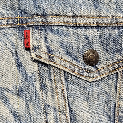 Levi's Light Blue Button Denim Fleece Sherpa Jacket Uk Men's Size Small