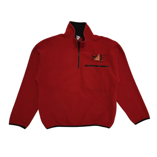 San Francisco Vintage 80's Red 1/4 Zip Fleece Sweatshirt Womens UK M