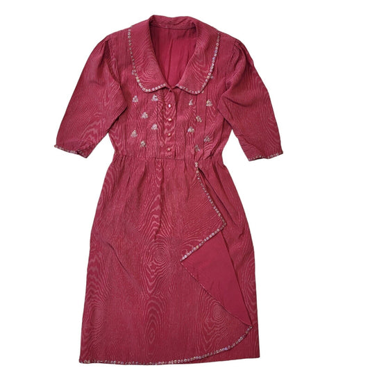 Vintage 80's Pink Collared Button Dress Womens UK M EU 38