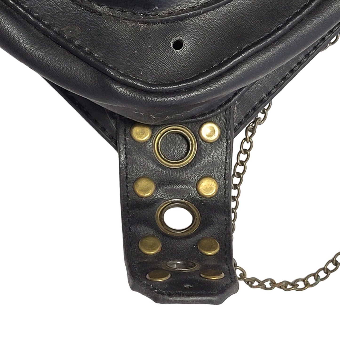 Vintage Black Leather Backpack Bag Uk Women's Size  7" x 8"