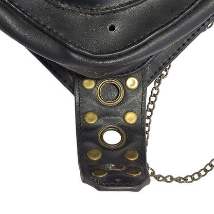 Vintage Black Leather Backpack Bag Uk Women's Size  7" x 8"