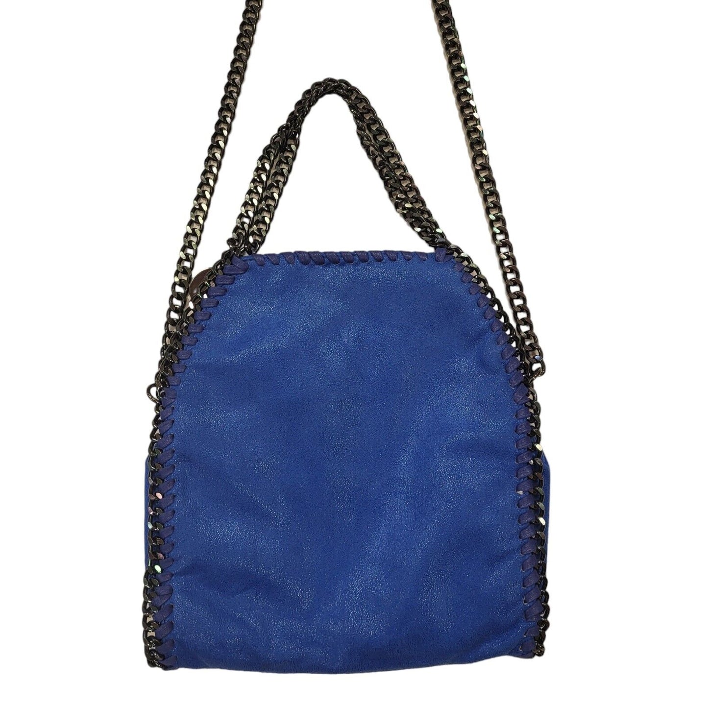Vintage Blue Faux Suede Leather Small Shoulder Bag Uk Women's Size  10" x 11"