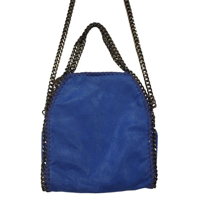 Vintage Blue Faux Suede Leather Small Shoulder Bag Uk Women's Size  10" x 11"